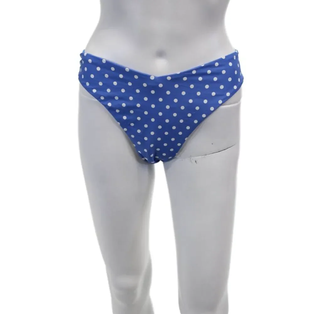 ONIA Womens Cheeky Polka Dot Dalilah Bikini Bottoms Blue White Size Large